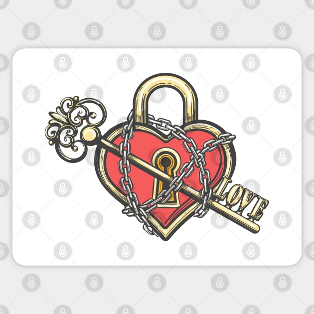 Heart Shaped Lock with a Key Sticker by devaleta
